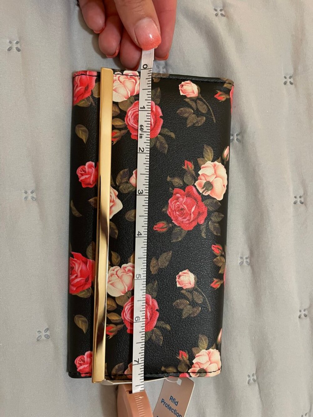 NWT Time & Tru Piper Clutch Wallet | Black Rose Floral | RFID Protection - Picture 4 of 7